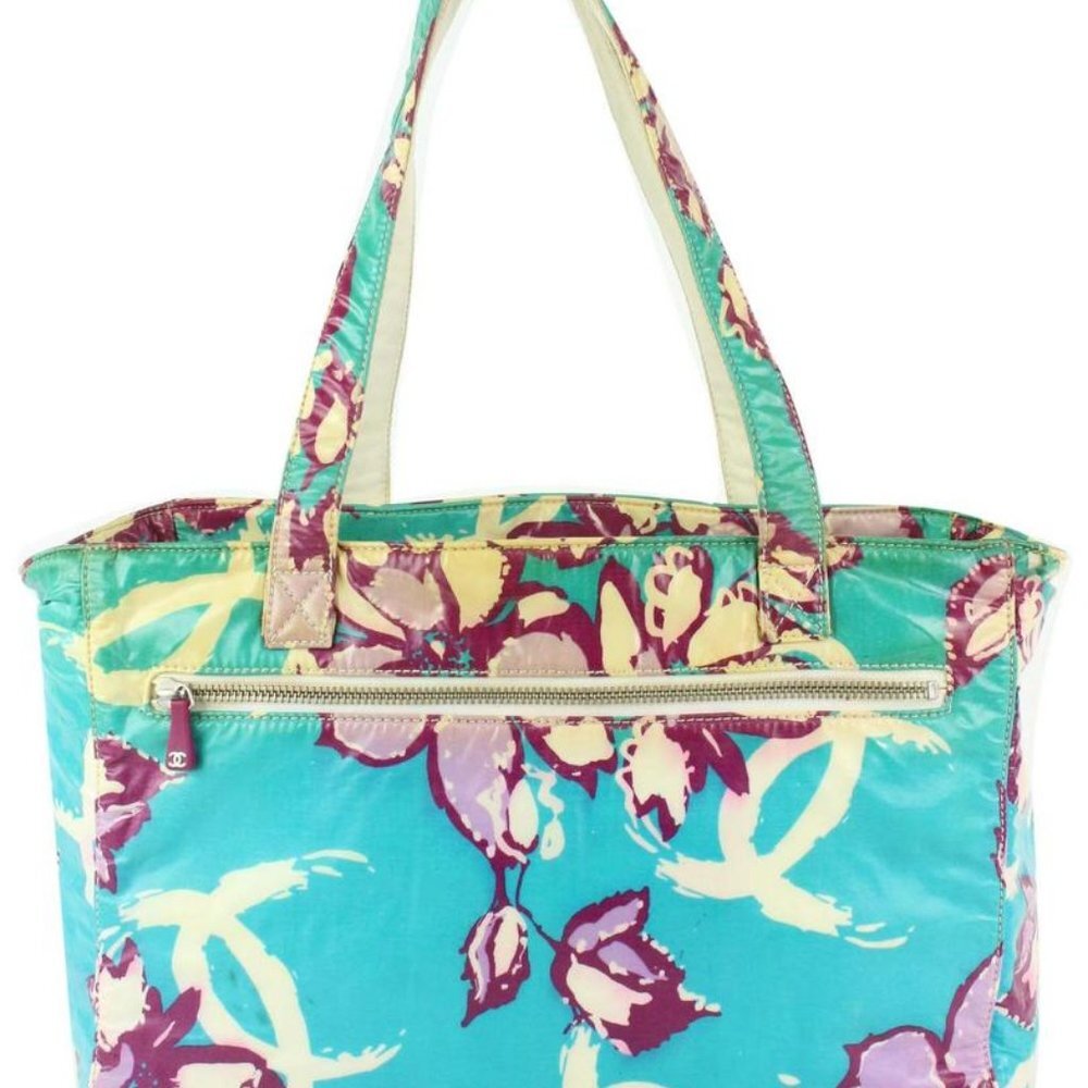 Chanel Blue Floral CC Logo Tote Bag 11cas104